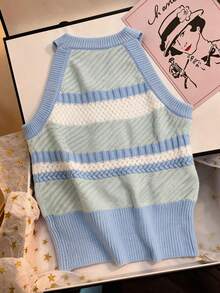 GlowEve Women's Sleeveless Open Shoulder Knit Top, Spring/Summer - Multicolor - View 2