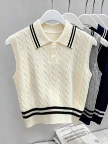 GlowEve Áo vest dệt kim cổ lọ không tay thanh lịch dành cho nữ, thích hợp cho mùa xuân/hè. - Màu be - Xem 4