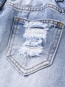 Quần jeans ống rộng denim màu xanh nhạt bạc màu, phong cách tối giản, thường ngày, thời trang dành cho bé gái tuổi teen. - Màu xanh lam - Xem 8