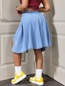BamGleam Quần short denim thường ngày dành cho nữ - Màu xanh lam - Xem 2