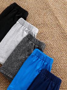 SHEIN Vintaside Kids 5 Stücke Baby Jungen Outfit Set mit strukturiertem Strick Kurzarm Rundhals Oberteil & Elastischer Taille Shorts, marineblau, Sommer lässig, Familienoutfit passend für 6 Monate - 3 Jahre - Verschiedenfarbig - Übersicht 6