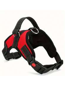 Dog Harness Suitable For Small, Medium,And Large Dogs, With Reflective Pull-Handle Design, Breathable Design. - Red - View 1