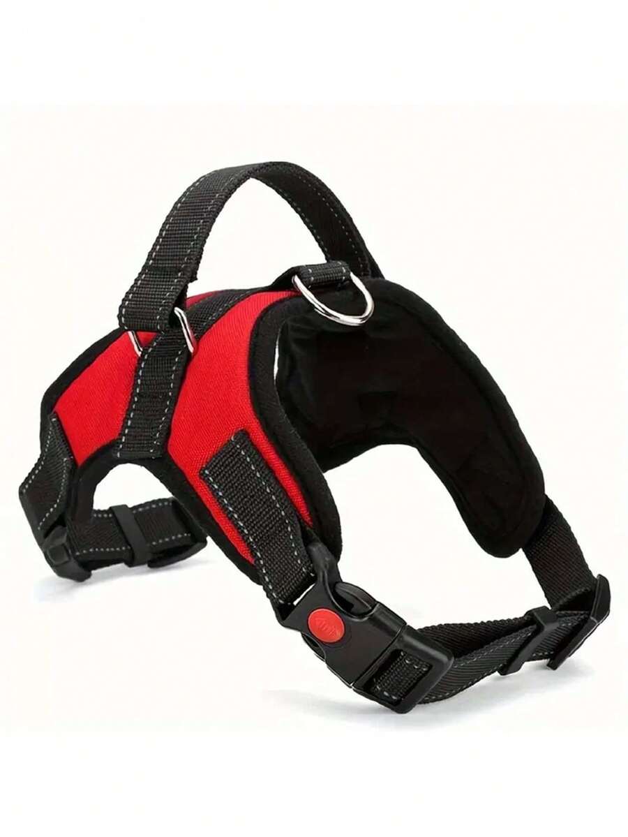 Dog Harness Suitable For Small, Medium,And Large Dogs, With Reflective Pull-Handle Design, Breathable Design. - Red - View 1