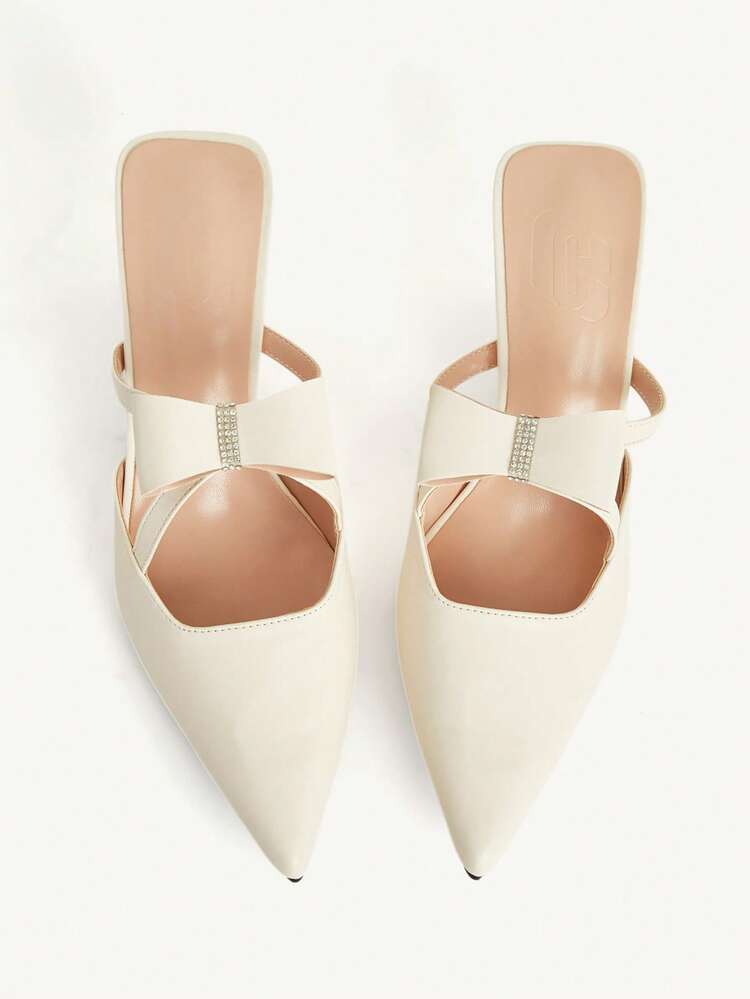 CUCCOO CHICEST Women's Fashionable And Elegant Commuter Rhinestone Bow-Decorated Pointed Pumps Wedding Shoes Summer Shoes Bride Shoes