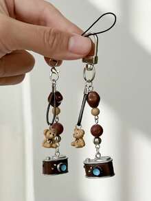 1pc Retro Camera Beaded Phone Lanyard, Creative Keychain Pendant Accessory - Multicolor - View 8