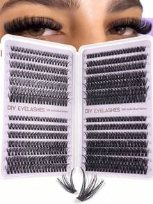 560片混合装DIY睫毛嫁接，D卷度，自然浓密，单根仿貂毛，可重复使用，轻盈易贴，适合家庭美睫沙龙使用。 - 彩色 - 查看 9