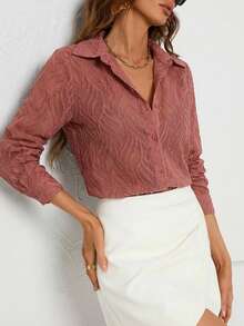 Aveloria Modichic Button Up Sheer Shirt Without Bra Elegant Business Casual Women Button Up Shirt Women  - Dusty Pink - View 3