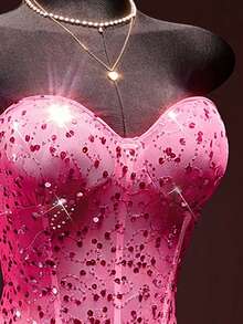 SHEIN ICON 女士水钻装饰抹胸紧身迷你连衣裙 - 粉色 - 查看 6