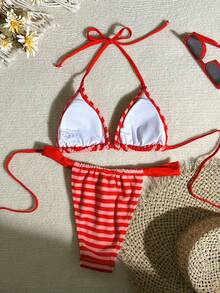 Swim Vcay Women's Striped Swimwear Set For Beach Vacation - Multicolor - View 2