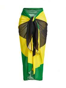 Slaydiva Plus Size Women Wrap Around Beach Cover Up Dress, Resort Casual Style, For Summer Vacation - Multicolor - View 4