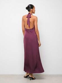 Maija 灰紫色女士裹身长裙，饰有金属扣环 - 紫色 - 查看 6