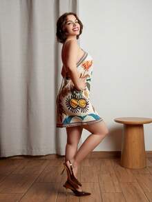 Lupita Cardoza 热带印花露背吊带连衣裙，度假休闲两相宜 - 彩色 - 查看 5