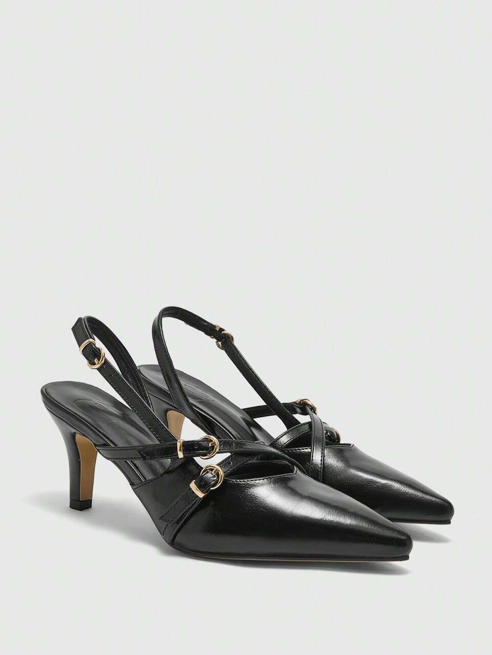 CUCCOO BIZCHIC Women's Pointed Toe Buckle Design Elegant Fashion High Heel Pumps Spring Shoes