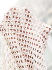 Brillora Suéter holgado de punto con diseño de poncho y flecos en el bajo, unicolor, para vacaciones de mujer - Albaricoque - Ver 6