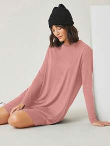 RueChic 純色T恤洋裝 - 卡其色 - 查看 4