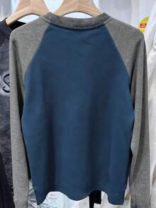 Franclia Áo thun thêu chữ màu xanh navy và xám tương phản thông thường dành cho nữ - Nhiều màu - Xem 2