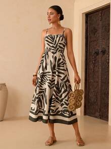 Women's Summer Vacation Floral Print Dress - Green - View 4