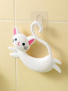 Joivida Cartoon Cat Pattern Towel Rack - No Drill Wall Mount, Plastic Storage Hooks, Bathroom Organizer For Towels & Accessories, Adhesive Wall Hanger, Cute Home Decor, Waterproof Shelf, Space Saving Kitchen Bath Storage - Multicolor - View 7
