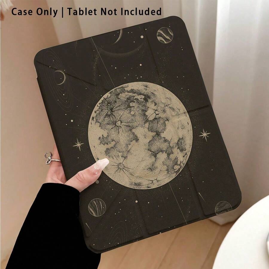 1个彩绘效果亚克力水晶平板电脑保护套，优质PU皮革平板电脑保护套 - 彩色 - 查看 1