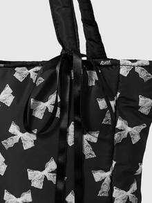 ROMWE Kawaii Figure Graphic Large Capacity Portable Shoulder Bag For Women - Lace Butterfly - View 3