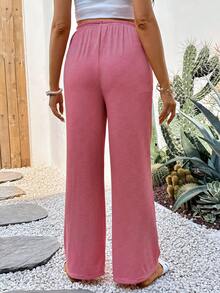 Boho Mama 孕妇条纹抽绳腰休闲百搭日常宽松裤 - 紅白色 - 查看 2