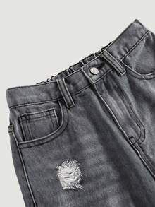 Tween Girls' Casual Washed Distressed Loose Fit Denim Jeans - Grey - View 6