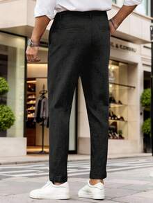 Manfinity Bizformal Men Slant Pocket Tie Front Trousers - Black - View 2