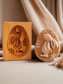 Cirelle Wooden Easter Cookie Mold - Rabbit & Egg Shape Cake Fondant Press Stamp, For Holiday Baking & Cake Decorating - Multicolor - View 5