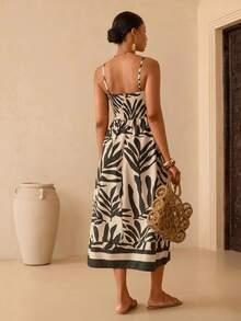 Women's Summer Vacation Floral Print Dress - Green - View 2