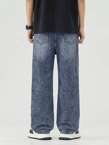 Quần jeans ống đứng màu xanh nhạt bạc màu, phong cách tối giản, cổ điển, dành cho thanh thiếu niên (nam). - Màu xanh lam - Xem 4