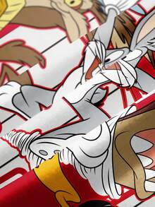 LOONEY TUNES X SHEIN Women's Striped Short Sleeve Cropped T-Shirt, - White - View 7