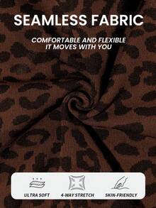 Dewbera Dewbera Women's Leopard Print Round Neck Backless Long Sleeve Top And Tight Leggings Casual Sports Suit - Coffee Brown - View 8