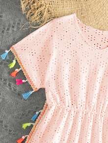 Áo khoác ren móc cho bé gái, váy tua rua nhiều màu sắc thời trang dễ thương, thích hợp cho mùa hè, đi biển, kỳ nghỉ. - Hồng - Xem 4