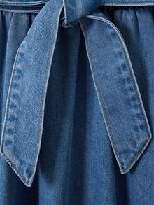 GlowEve Women's Knotted Pleated Casual Versatile Denim Mini Skirt For Daily Wear - Medium Wash - View 4