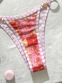 Swim Mod Women's Paisley Print Swimwear Set For Beach Vacation - Multicolor - View 5