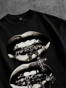 Manfinity ZONE917 Black Label Men's Drop Shoulder Short Sleeve T-Shirt - Black - View 2