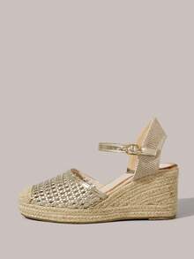 Styleloop Sapatos de Plataforma de Cor Sólida Minimalista, Clássicos, Confortáveis e Casuais, Adequados para Looks de Férias e Essenciais de Viagem - Dourado - Visão 4