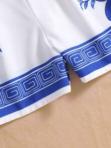 SHEIN 这款夏季惊艳的蓝白印花吊带连体裤专为少女设计，散发着清新夏日气息；精致的细节设计更添时尚感，是旅行度假的完美之选——美得令人难以置信！Bohemela - 彩色 - 查看 7