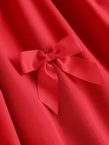 Girlism Đầm dự tiệc thanh lịch dành cho thiếu nữ, kiểu dáng xếp nếp, thắt eo, trang trí nơ. - Đỏ - Xem 4