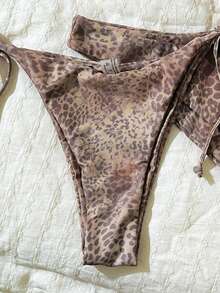 Swim Vcay 3pcs Women's Random Print Halter High Cut Bikini Set, Spring/Summer - Multicolor - View 4