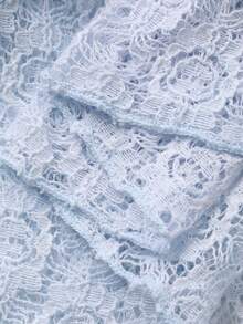 DAZY Đầm nữ thanh lịch phối ren, cổ vuông, viền bèo nhún, thắt eo, dài ngang gối, thích hợp cho mùa hè. - Màu xanh lam - Xem 6