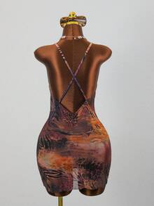 Slaydiva 新款女士泳衣罩衫连体裤，性感印花网纱面料，适合海滩度假，春夏皆宜 - 彩色 - 查看 2