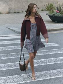 Nöista Women's Floral Print Ruffle Hem Spaghetti Strap Vacation Dress - Blue - View 4