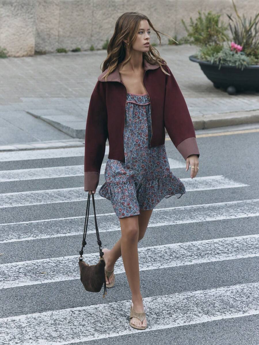 Nöista Women's Floral Print Ruffle Hem Spaghetti Strap Vacation Dress - Blue - View 1