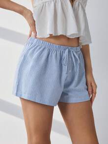 HautHeat Women's Striped Tie-Waist Pajama Shorts - Multicolor - View 7