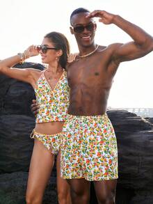 Manfinity VDAYZ 男士水果印花抽绳腰带沙滩短裤 - 彩色 - 查看 5