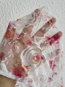 Cévolie Top de camisola sin mangas con lazo y encaje de rosa romántico y sexy para mujer, primavera/verano - Multicolor - Ver 5