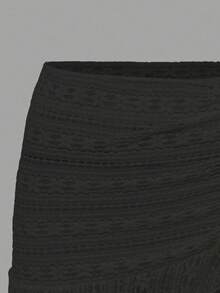 Swim Mod Women's Textured Drawstring Waist Beach Mini Skirt - Black - View 5