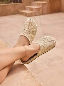 Styleloop Zapatos planos sin cordones para mujer, estilo bohemio, retro americano, bohemio, occidental, festival de música, atuendo de fiesta - Albaricoque - Ver 4