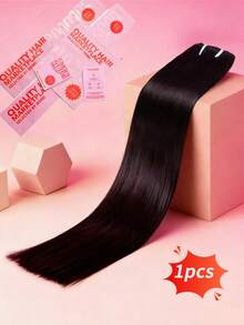 14-28Inch Luxury Straight Human Hair Bundles Virgin Hair Extension High Grade Real Double Weft Hair Weave 1pc High Gloss Long Lifespan Hair Daily & Salon Quality Use Soft & Silky Premium Invisible Hair Extensions - Natural Black - View 3
